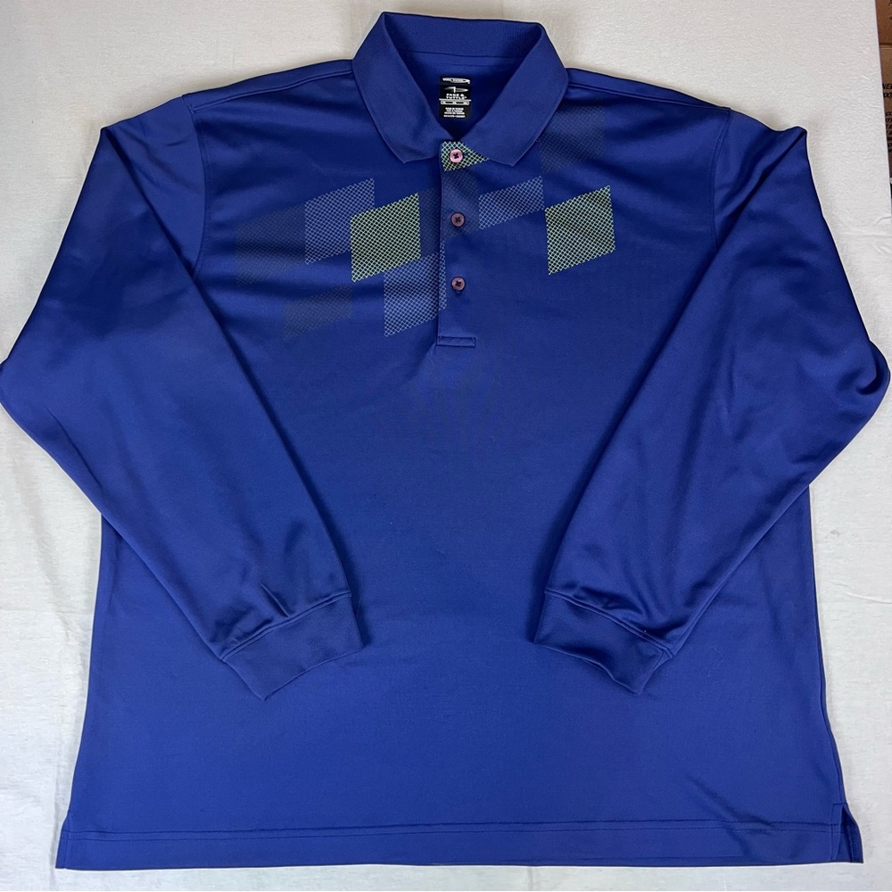 Page & Tuttle Men's XL Cool Swing Blue Polo long sleeve Golf Shirt